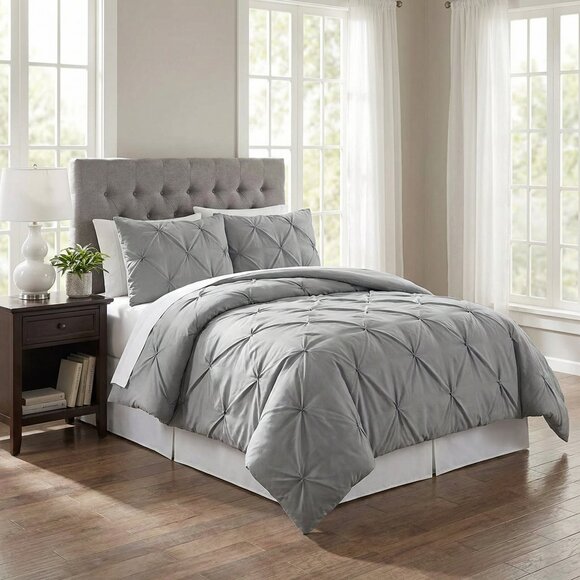TRULY Soft 3Pc Pleated Full/Queen Comforter Set – Gray